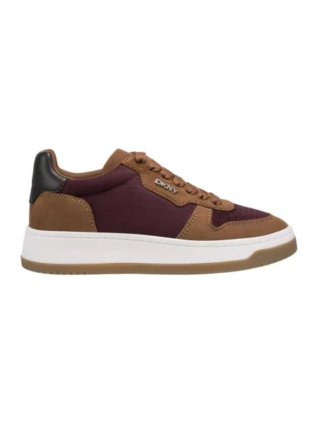 Sneakersy Dkny sznurowane zamszowe brązowe