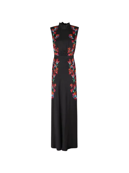 Rochie maxi Saloni cu model floral cu imagine negru