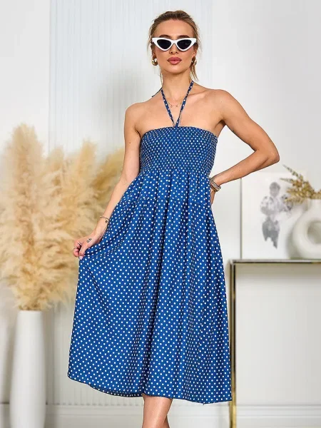 Rochie Resti cu buline de costum albastru