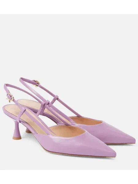 Usnjene salonarji Gianvito Rossi z odprtimi petami vijolična