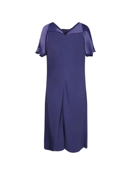 Rochie midi Alberta Ferretti cu funde din satin albastru