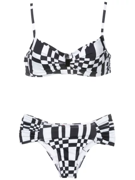 Costum de baie Amir Slama cu imagine cu imprimeu geometric negru