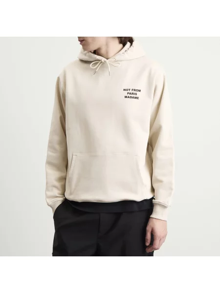 Drole de Monsieur Bluzy Mężczyzna XL Bluza z Kapturem z Napisem beżowy