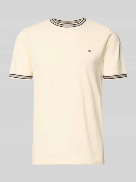 T-shirt w kroju regular fit z haftowanym logo Christian Berg Men beżowa