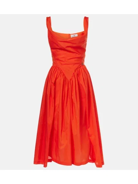 Svilena midi obleka Vivienne Westwood oranžna
