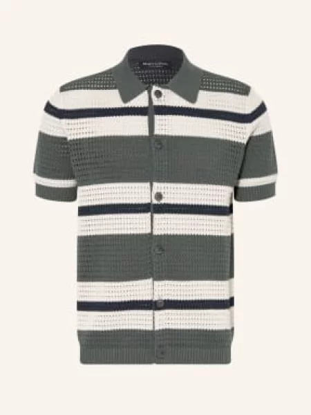 Marc O'polo Pletené Polo Tričko khaki / světle šedá