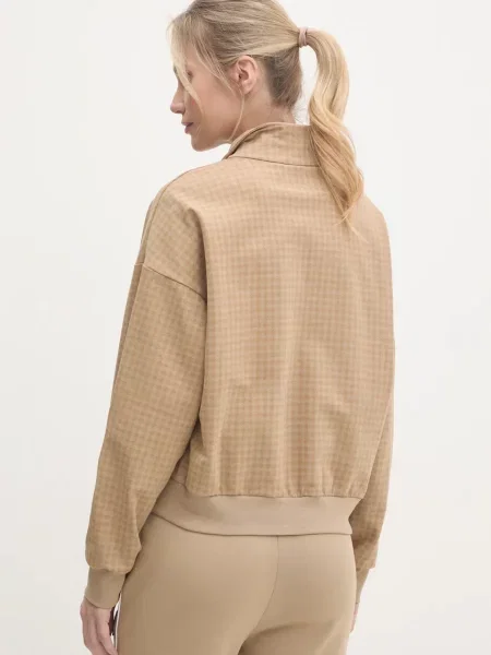 Bluza FILA Liebau Aop Half Zip cornstalk pepita aop beżowa