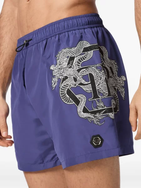 Slip de baie Philipp Plein cu imagine albastru