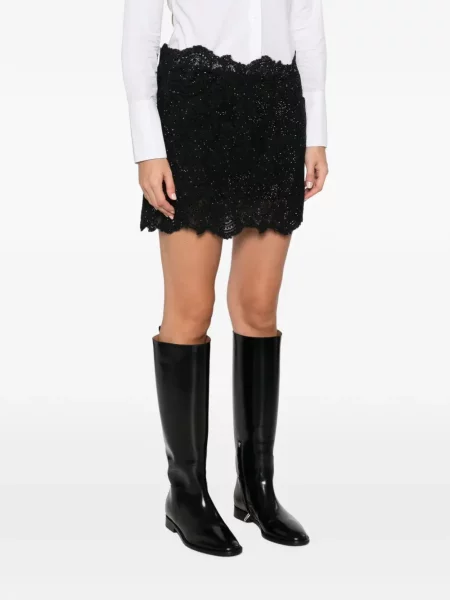 Fusta mini Ermanno Scervino cu paiete din dantelă negru