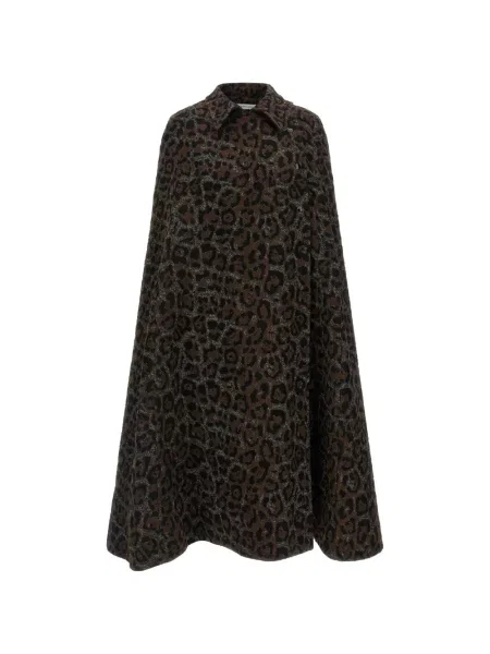 Geacă Federica Bonifaci cu imagine cu model leopard asimetrică maro