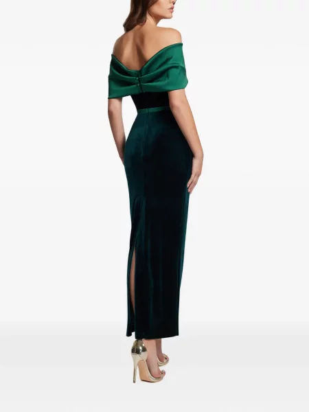 Rochie maxi Cristallini de catifea verde
