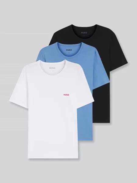 T-shirty o kroju regular fit z czystej bawełny w zestaw 3 szt. Hugo niebieska