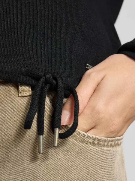 Sweter z dzianiny z mieszanka z okrągły dekolt More & More czarny