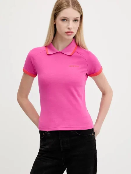 Тениска с яка adidas Originals Short Polo дамска розово