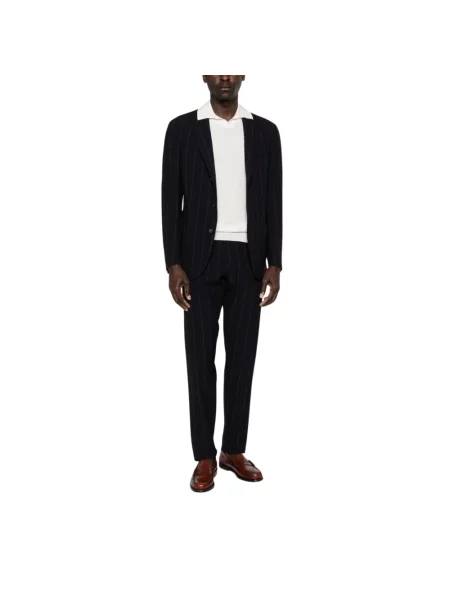 Prążkowany garnitur Eleventy garniturowy jednorzędowy niebieski