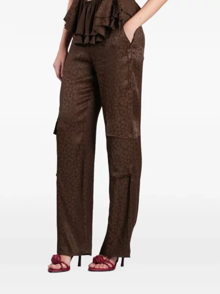 Pantaloni cargo Siedres cu model floral din jacard maro