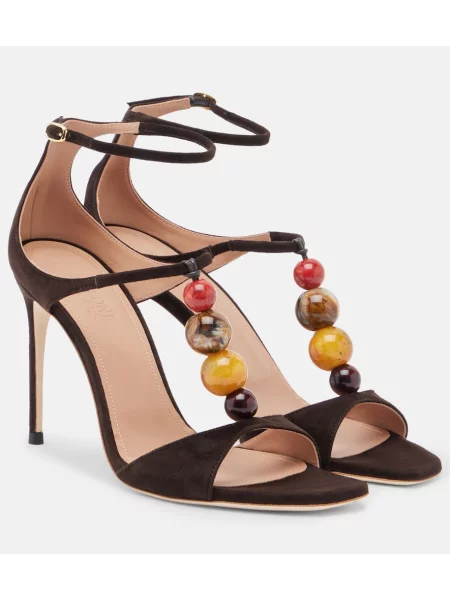 Sandale Malone Souliers din piele de căprioară cu mărgele maro
