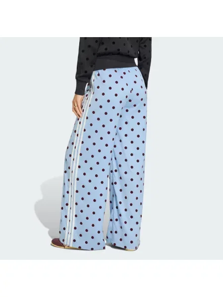 SPODNIE SATIN POLKA DOTS WIDE LEG niebieskie