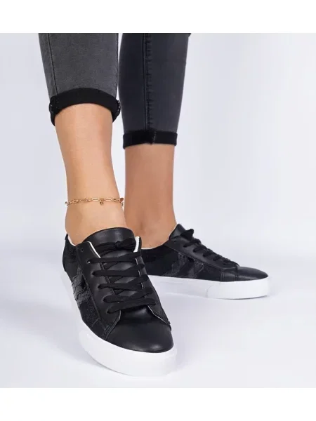 Sneakerși D/ceo cu imagine cu imprimeu animal print negru