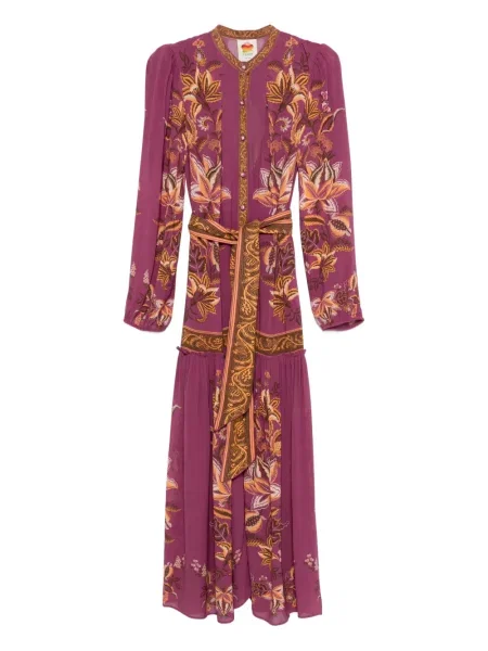 Rochie maxi Farm Rio cu model floral cu imagine de costum roz