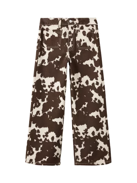MANGO KIDS Jeans WIDEV ecru / închis maro