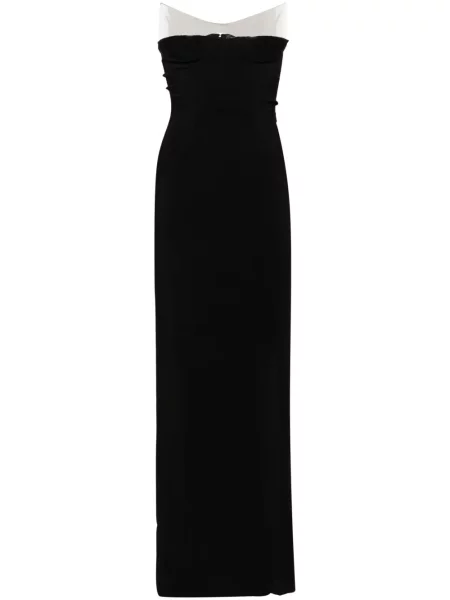 Maxi rochie maxi Mugler fără bretele de costum negru