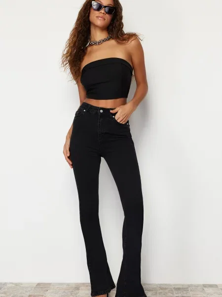 Blugi skinny Trendyol cu talie înaltă negru