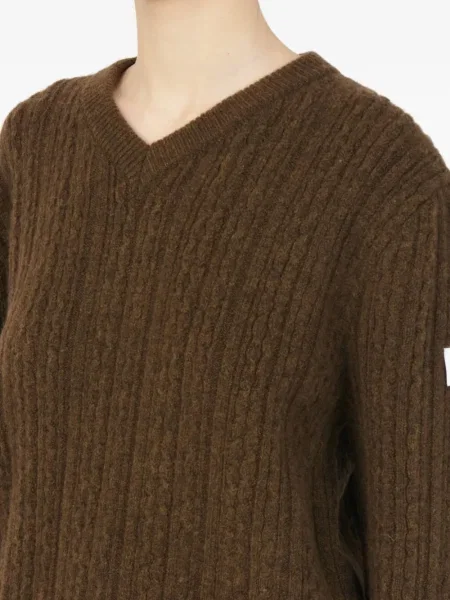 Pulover Mm6 Maison Margiela cu decolteu în V maro
