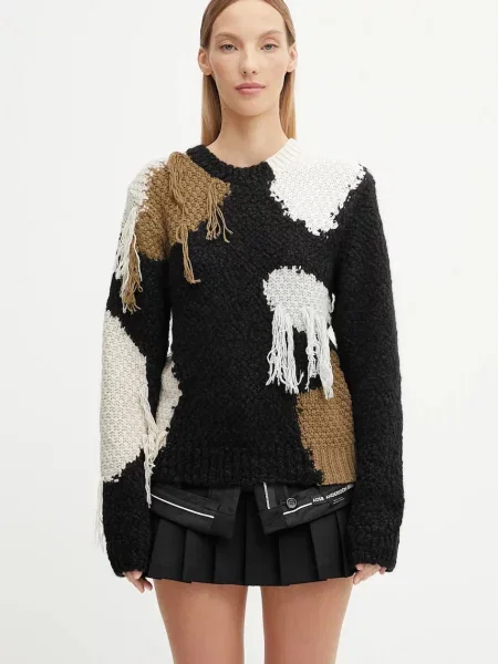 Andersson Bell pulover de lână Sylvia Abstract Patchwork călduros negru