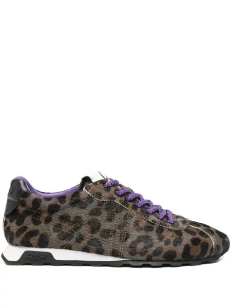 Sneakerși Ash din piele cu model leopard maro