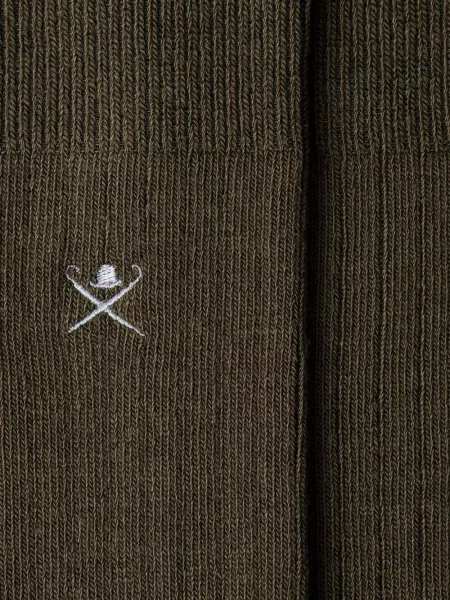 Плетени чорапи Hackett London бродирани зелено