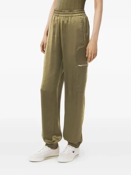 Pantaloni Lacoste din satin verde