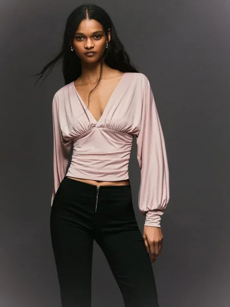 Bershka Bluză pal roz