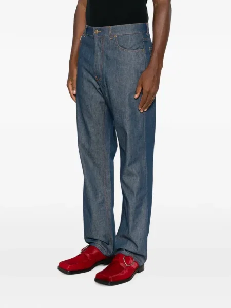 Jeansy straight leg Moschino z logo niebieskie