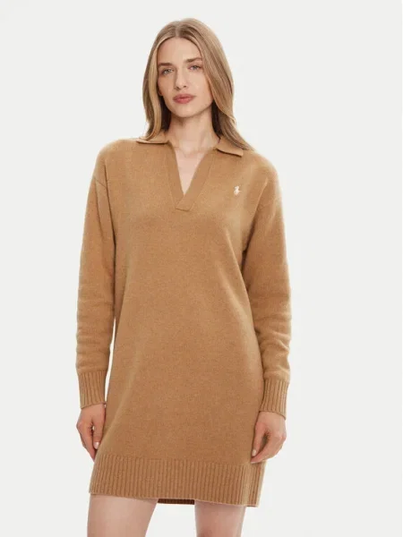 Polo Ralph Lauren Плетена рокля бежов