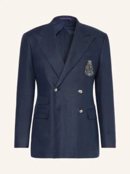 Ralph Lauren Purple Label Lněné Sako Kent Střih Slim Fit tmavě modrá