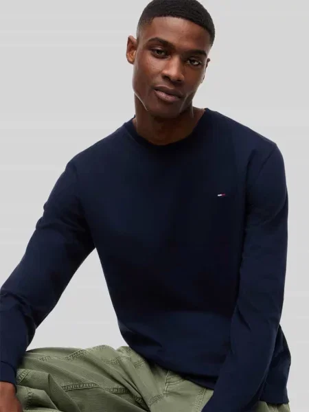 Bluzki z długim rękawem o kroju regular fit z czystej bawełny w zestawie 2 szt. Tommy Jeans granatowa