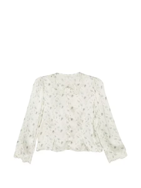 Top Dôen cu model floral cu imagine din dantelă alb