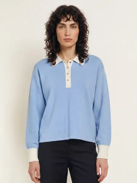 Sandro Koszulka Polo Z Dzianiny blau