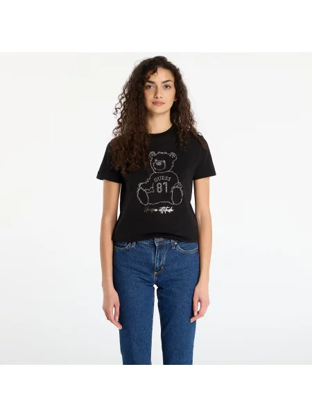 Tričko GUESS Unique Attitude Ss T-Shirt Black S černé