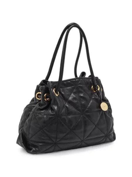 Кожена ватиран шопинг чанта Furla черно