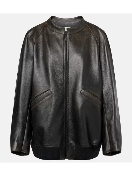 Geanta de piele The Row maro