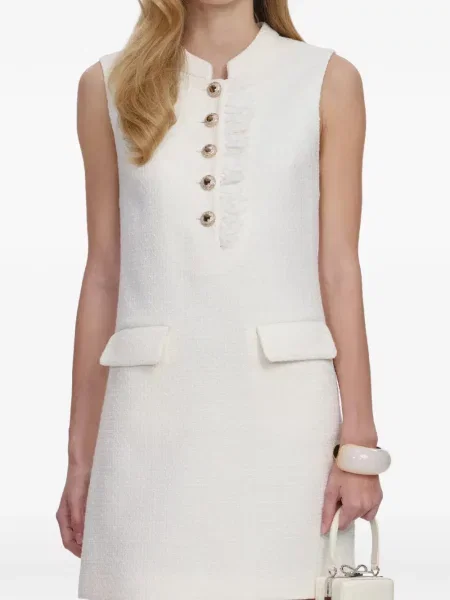 Mała sukienka mini Self-portrait koronkowa garniturowa biała