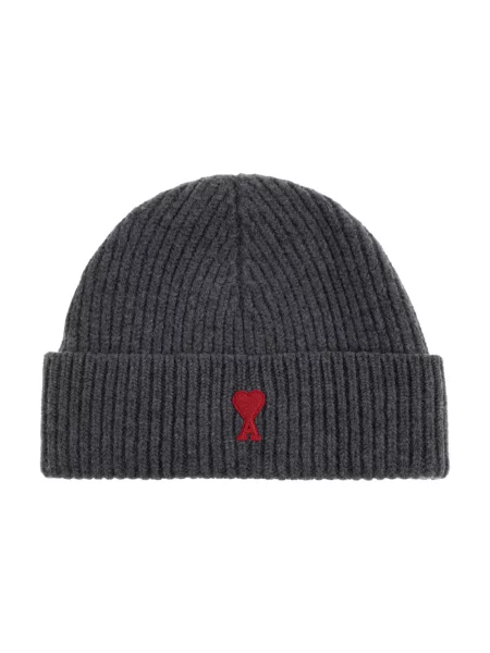 Czapka Ami Paris wełniana z logo szara