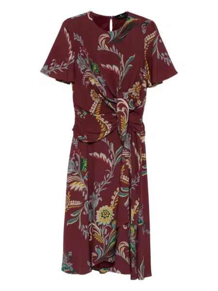Rochie Etro cu model floral cu imagine de costum roșu