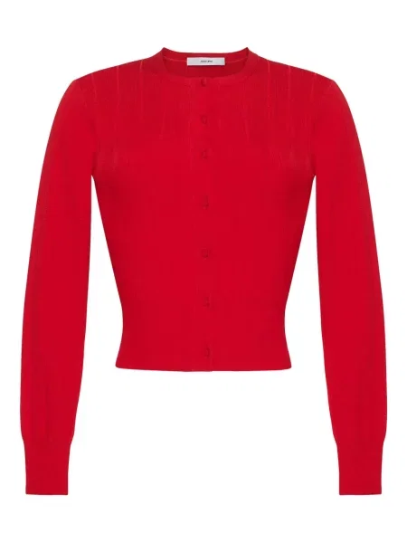 Kardigan Adam Lippes z okrągłym dekoltem czerwony
