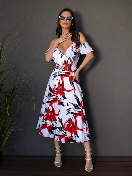 ISSA Plus Сукня міді білий