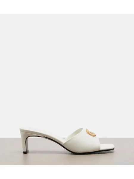 Papuci tip mules Gucci din piele alb
