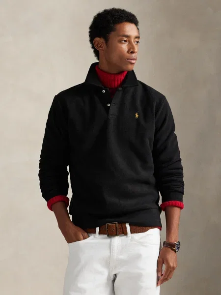 Pulover Polo Ralph Lauren din fleece negru
