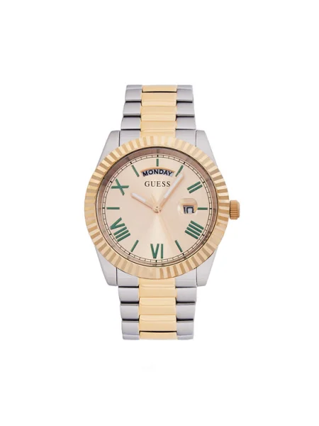 GUESS Ceas analogic CONNOISSEUR auriu / stuf / argintiu verde